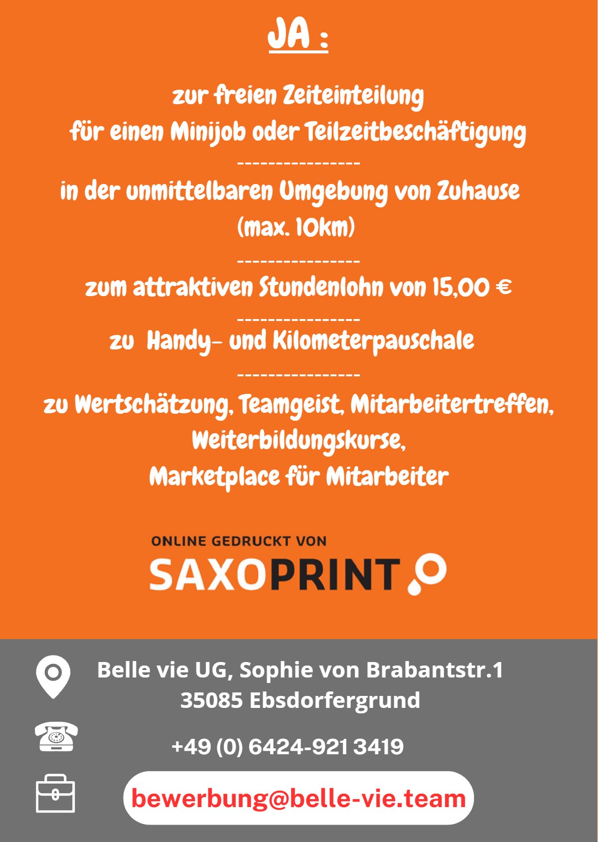 Bewerbungsflyer Belle Vie – Seite 2